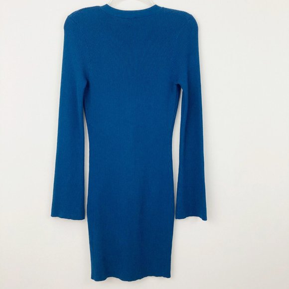 NWT Princess Polly Isadora Mini Dress Navy Blue Size L/XL Long Sleeve Ribbed - Picture 3 of 9